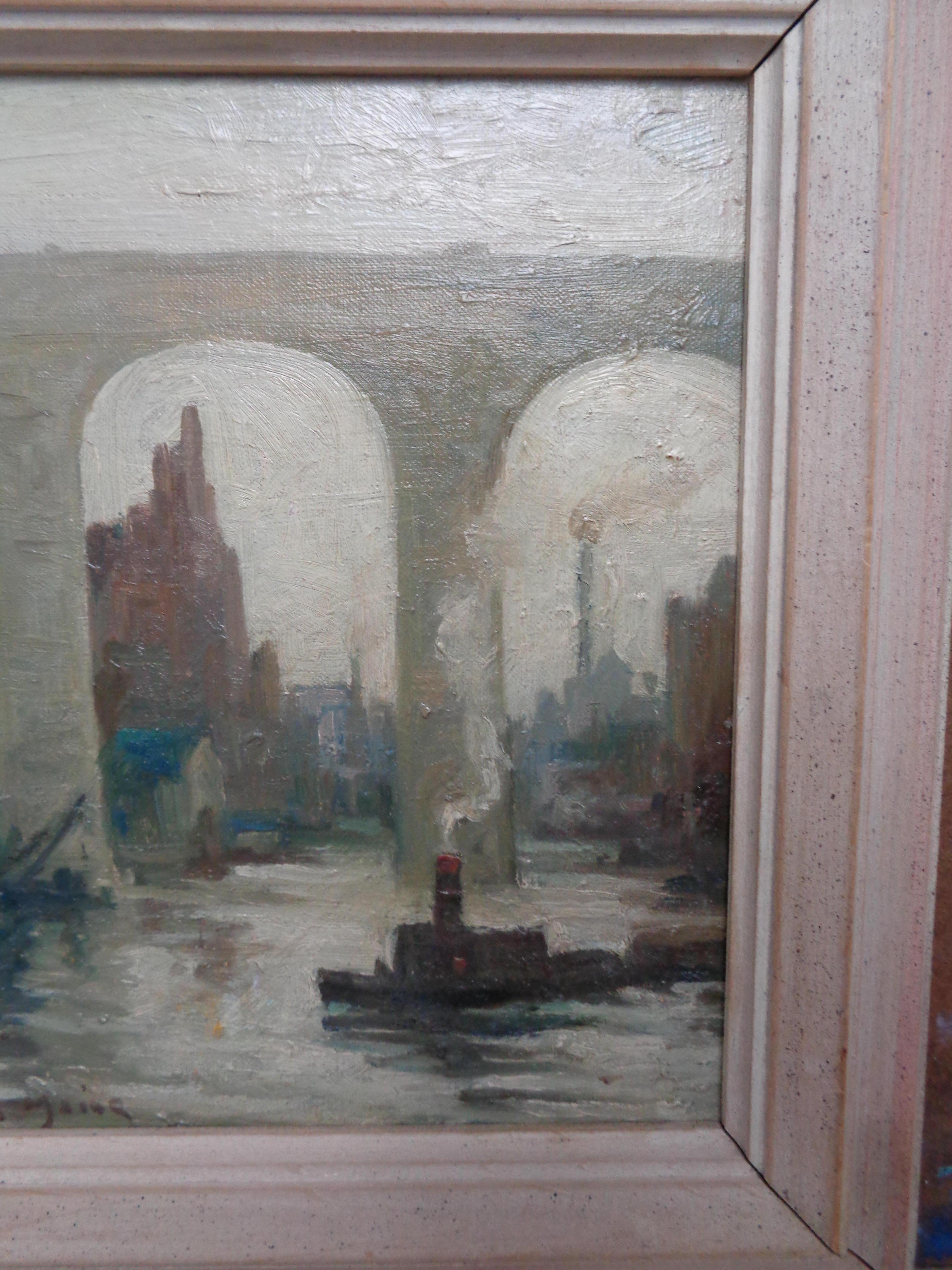 Harry De Maine The High Bridge, artiste du Salmagundi Club avec étiquette du club en vente 3