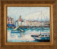 "Hafen von Saint-Tropez" Hafenszene Impressionist Ölgemälde auf Leinwand