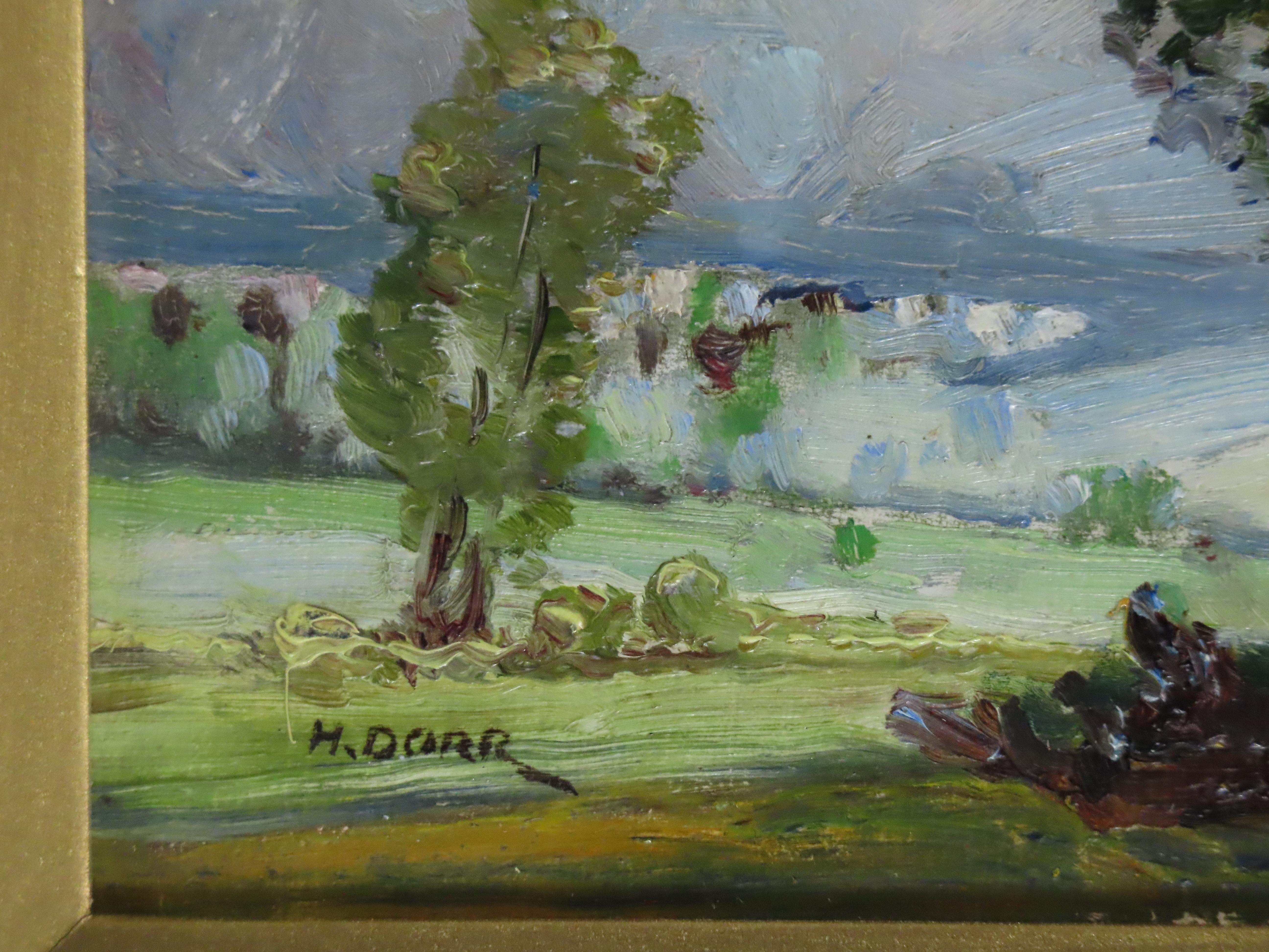 Original Öl auf Karton. HARRY DORR, „A Country Lane“ im Angebot 1