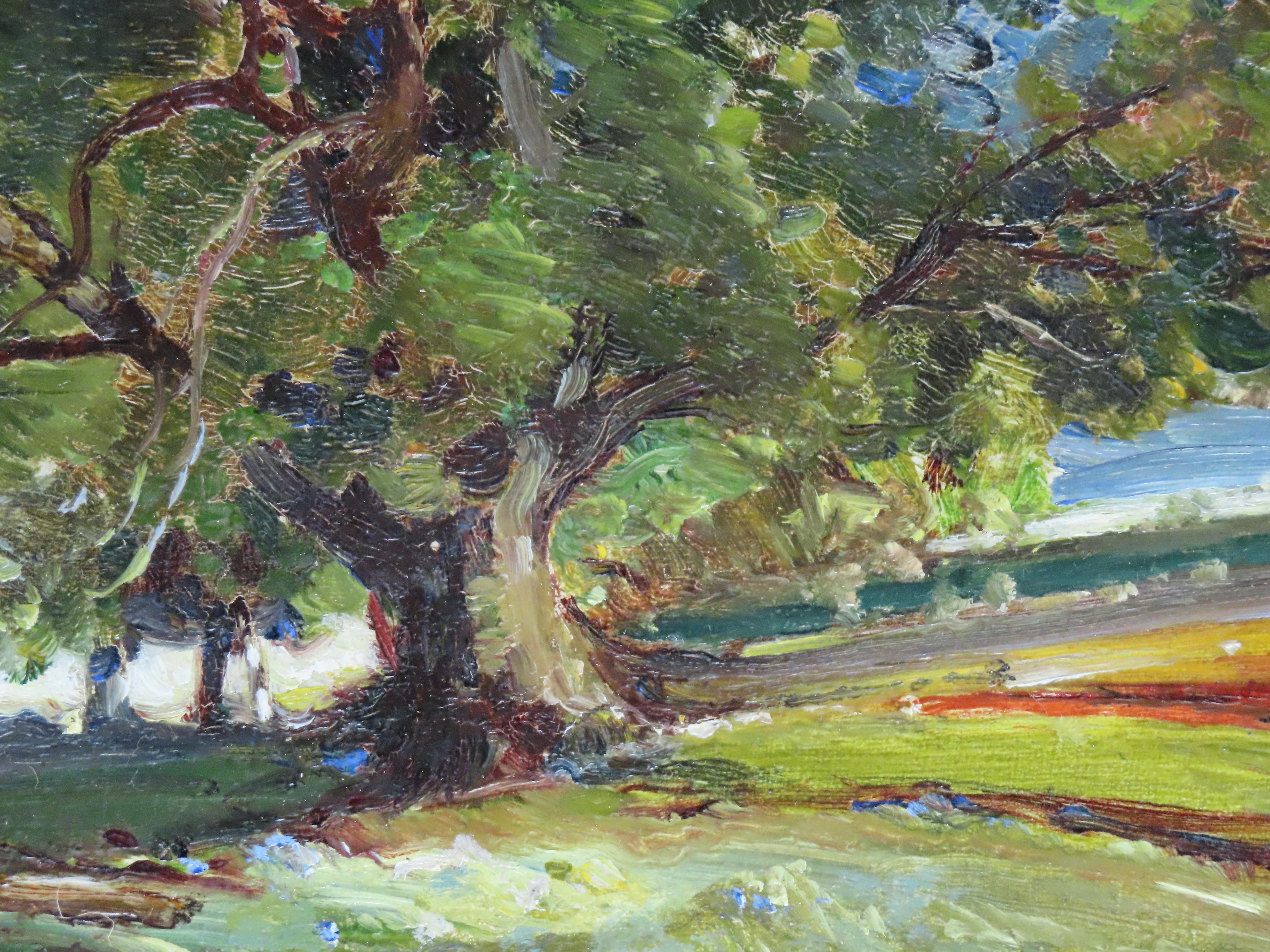 Original Öl auf Karton. HARRY DORR, „A Country Lane“ im Angebot 2