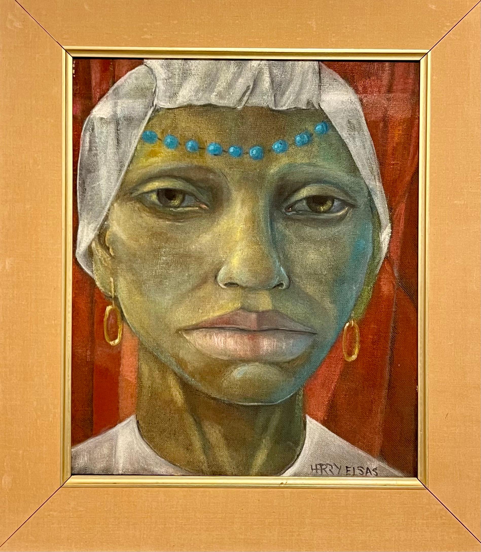 Retrato expresionista de mujer afroamericana alemán brasileño Harry Elsas en venta 1