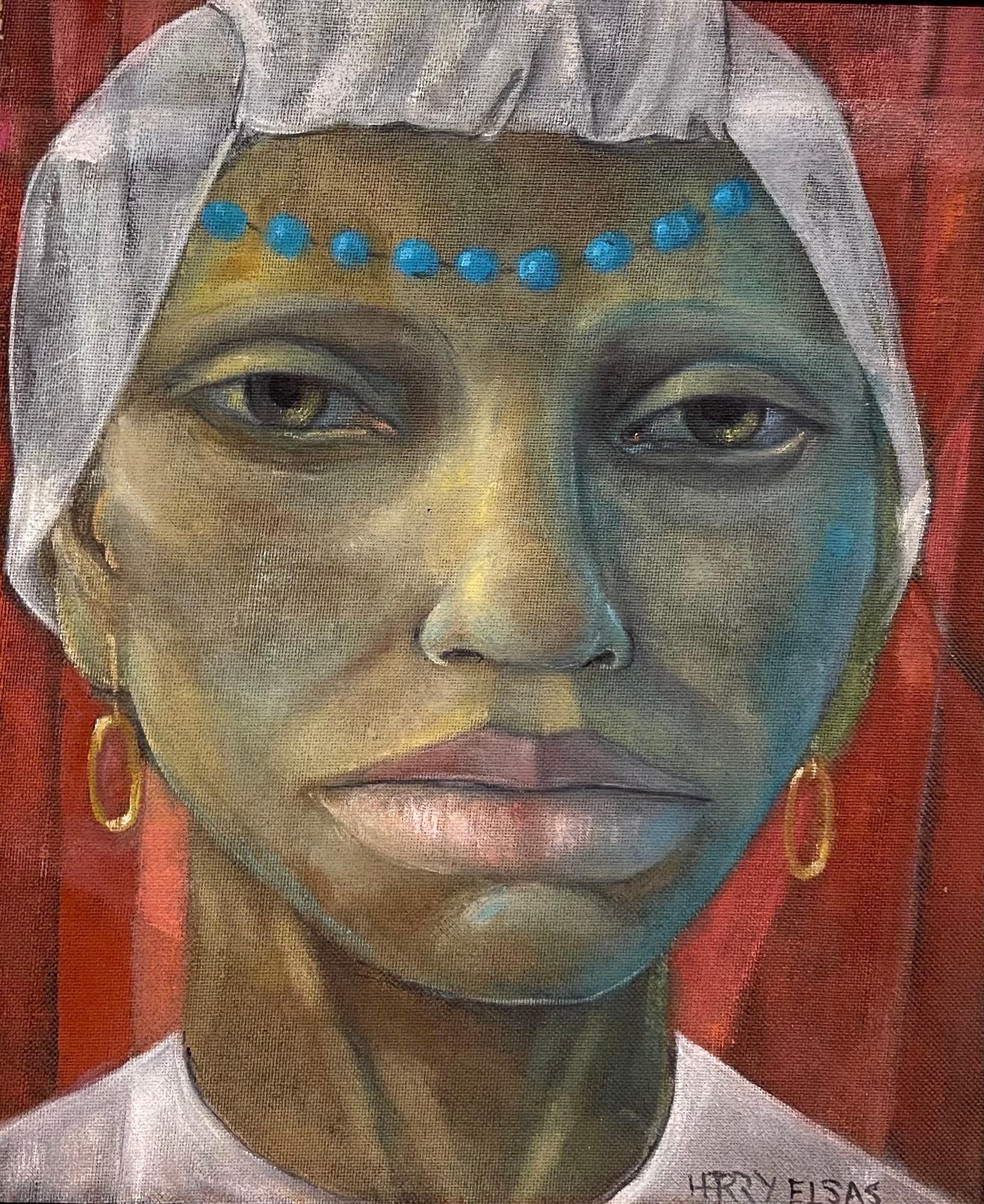 Retrato expresionista de mujer afroamericana alemán brasileño Harry Elsas en venta 2