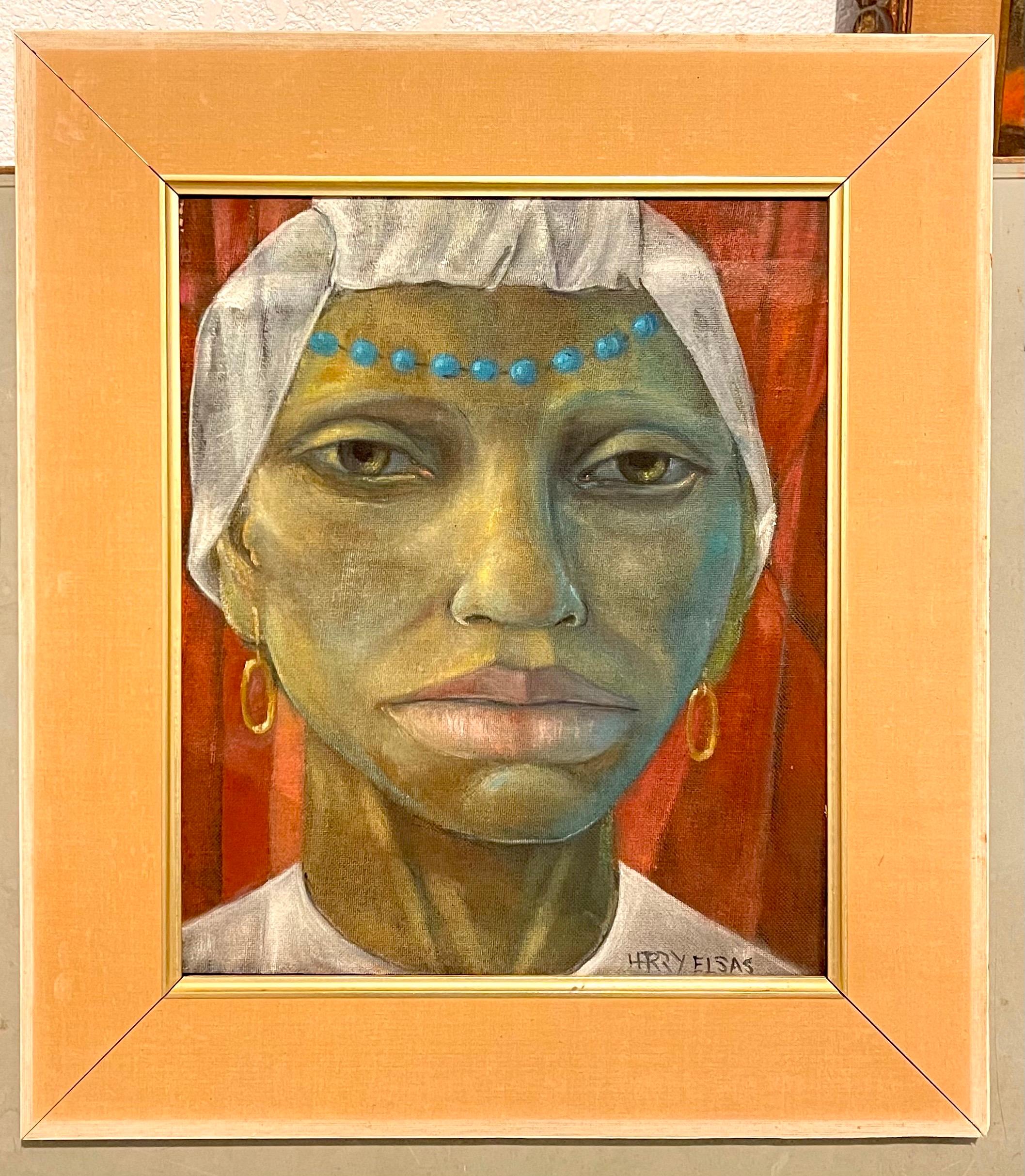 Retrato expresionista de mujer afroamericana alemán brasileño Harry Elsas 4
