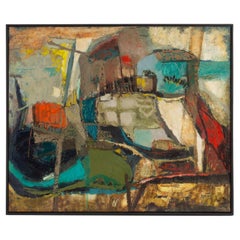 Harry Engel Signed Oil on Board Abstract Painting