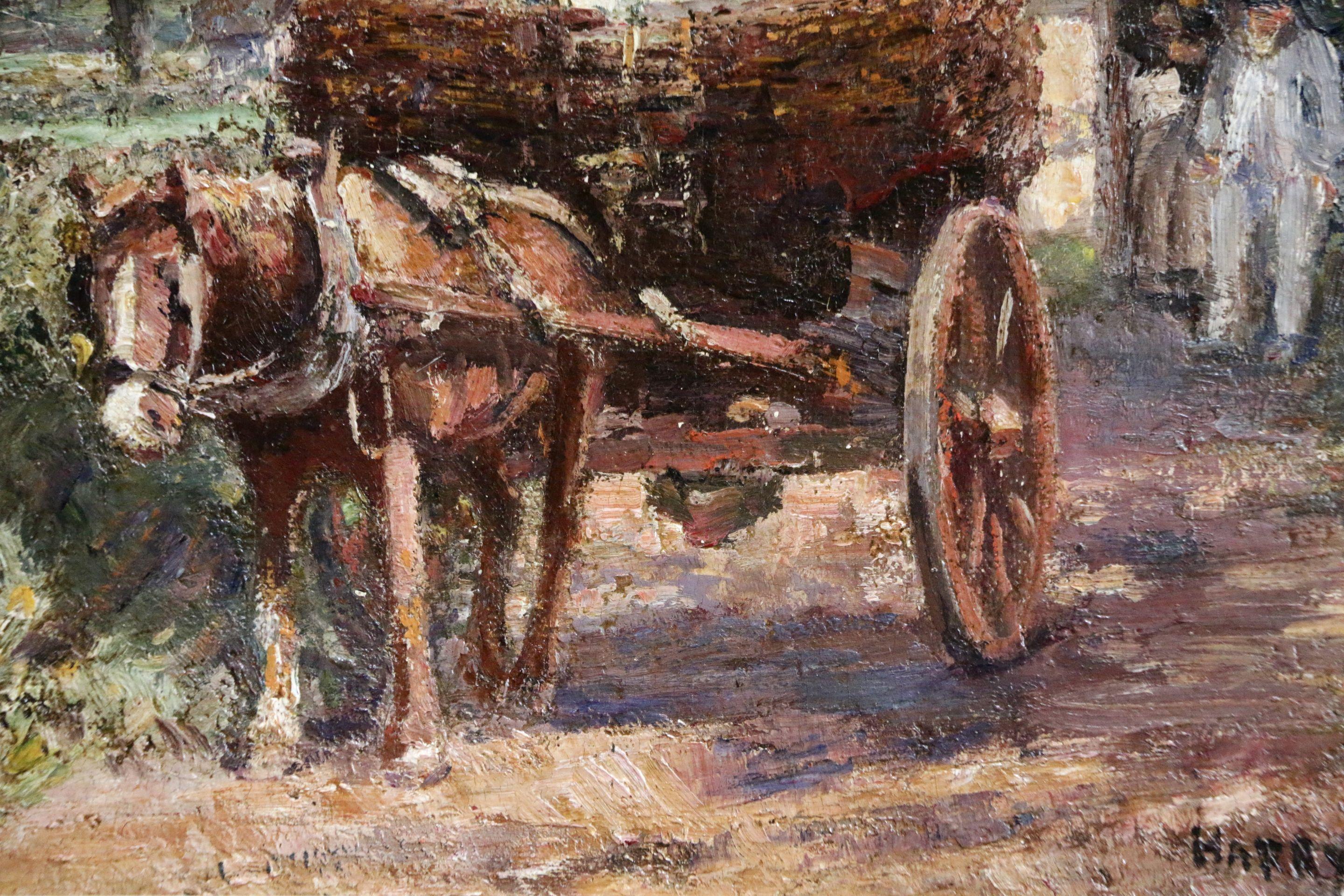 Carrying Hurdles - 19th Century Oil, Horse & Cart by Cottages by Harry Fidler 2