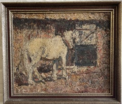 Antique Harry Fidler, Impressionist study of a working Horse in farmyard