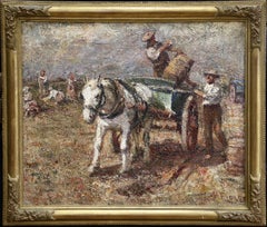 Antique Off to Market - 19th Century Oil, Figures with Horse & Cart by Harry Fidler