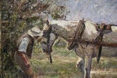 The Hayrick - 19th Century Oil, Horse and Figure in Landscape by Harry Fidler