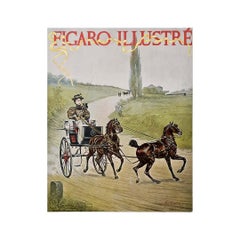 Antique 1895 Harry Finney Original cover of the Figaro Illustré - En Tandem