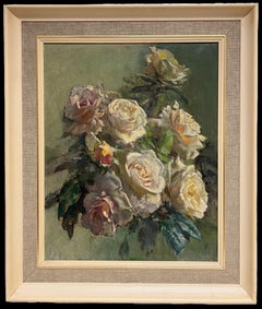 Fine British Still Life Vintage Oil Painting Bouquet of Roses Signed & Framed