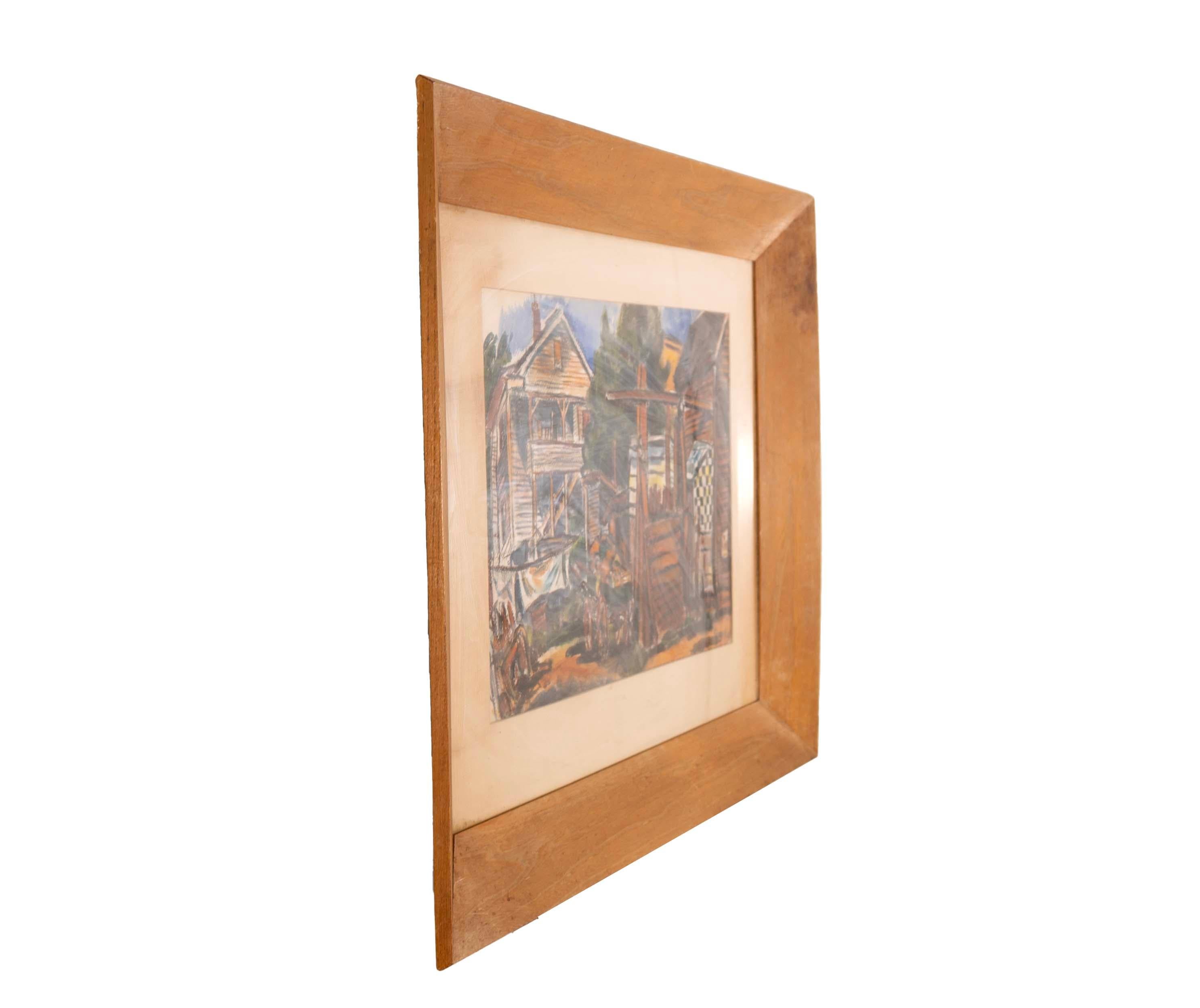 Harry Glassgold, signiertes modernes amerikanisches impressionistisches Aquarell auf Papier, Harry Glassgold, 1949 im Zustand „Gut“ im Angebot in Keego Harbor, MI
