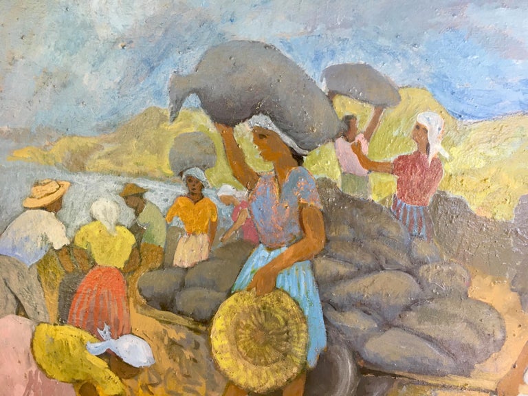 Harvesters WPA Depression Era American Scene Mid 20th Century Modernism Workers

Canvas measure 28 x 39 1/2 inches.  Painting is signed 