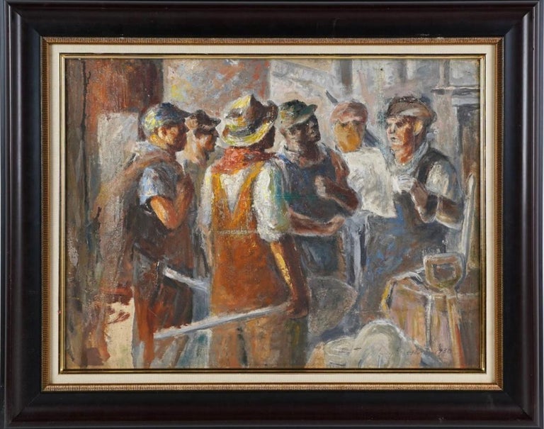 WPA Workers Mid 20th Century Realism American Scene Figurative Modern 1930 - Painting by Harry Gottlieb