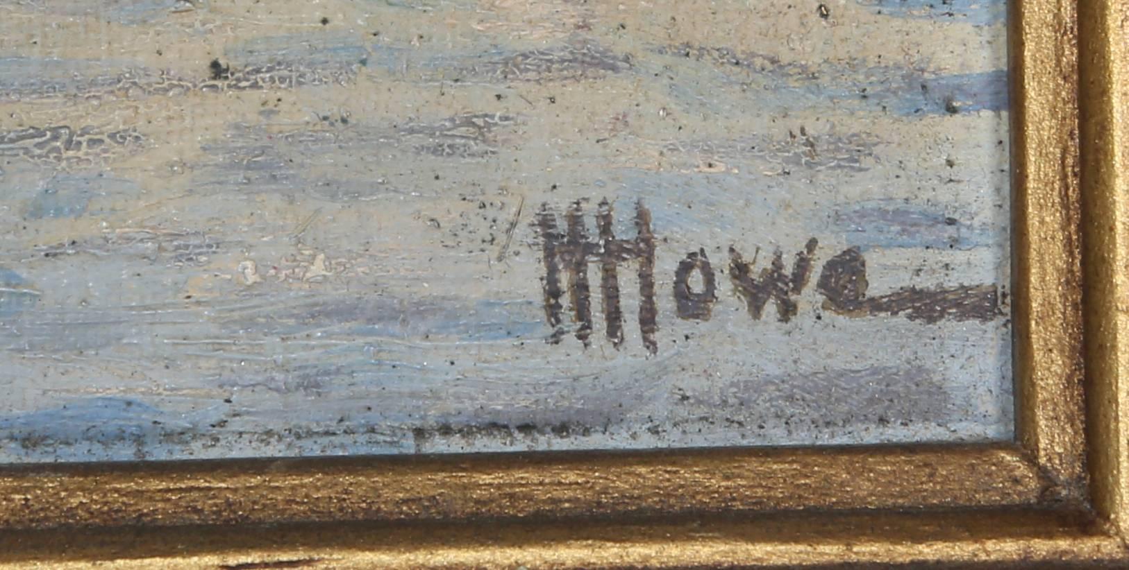 Wharf - Gloucester, Massachussetts, peinture à l'huile sur panneau par Harry H. Howe en vente 1