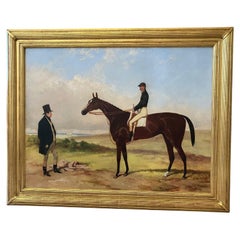 Harry Hall Inglés 1814-1882 "West Australian con Jockey Arriba y Entrenador" Firmado