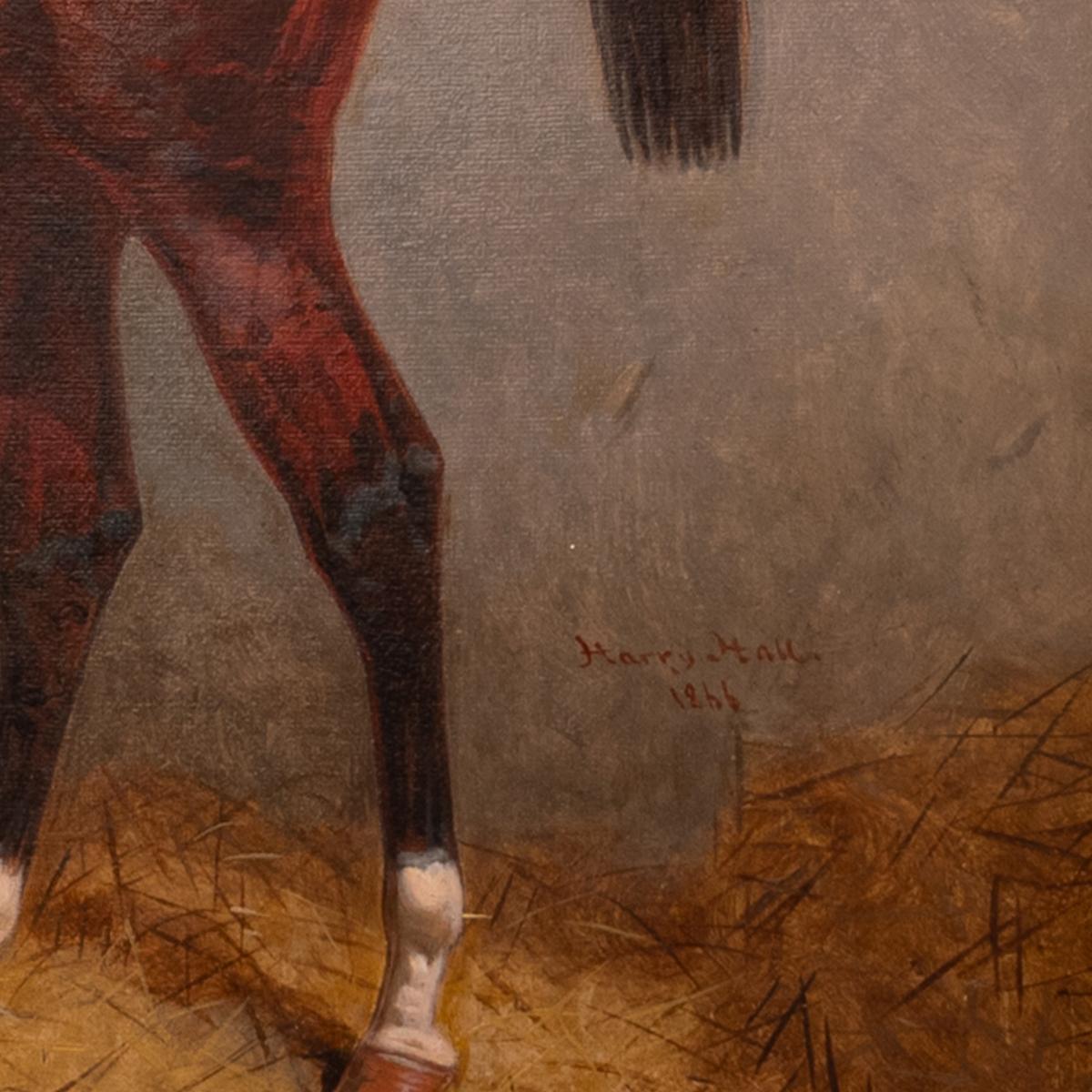 Antique Oil Painting Race Horse 