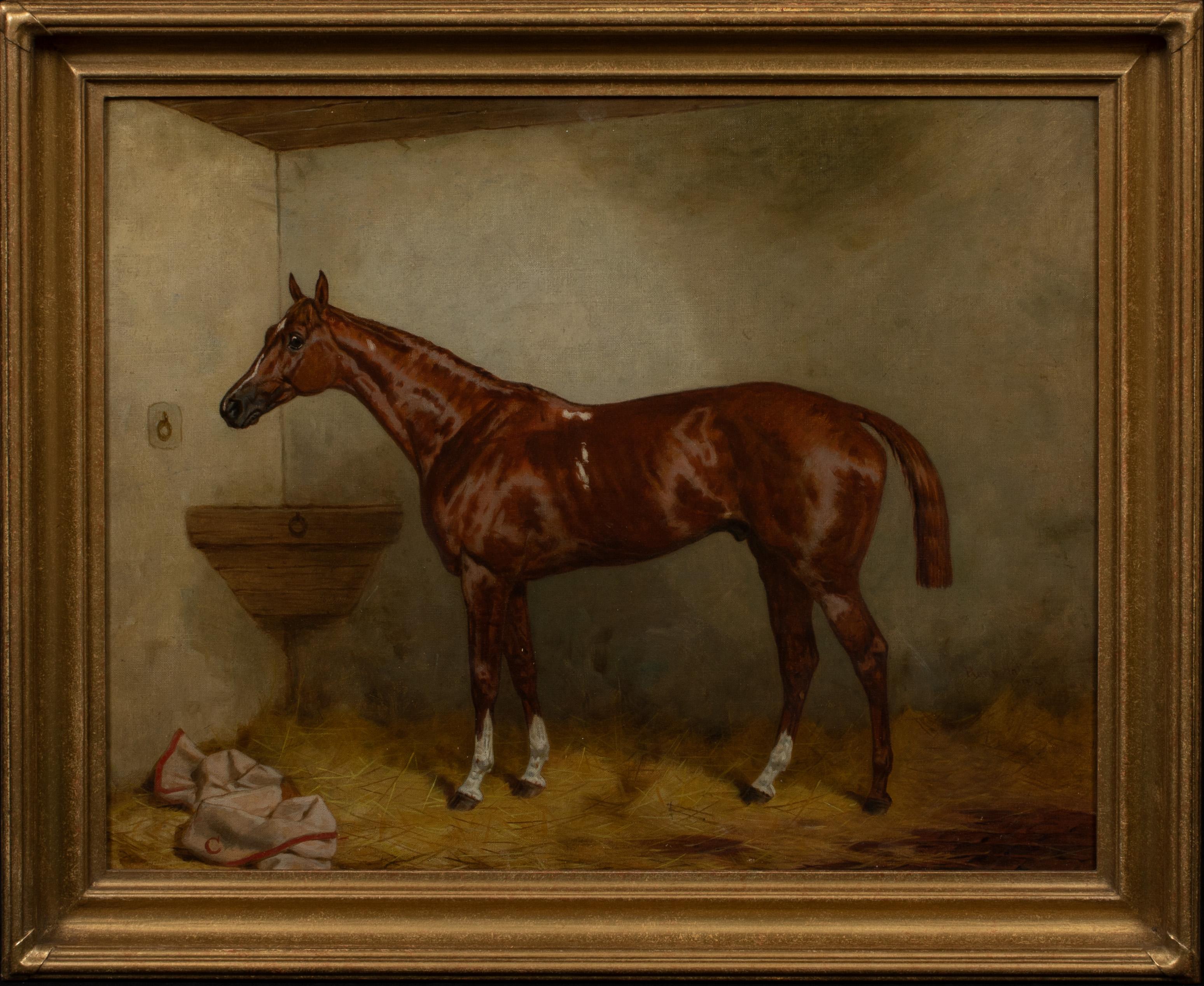 Portrait Of A Bay Racehorse, 19th Century  - Painting by Harry Hall