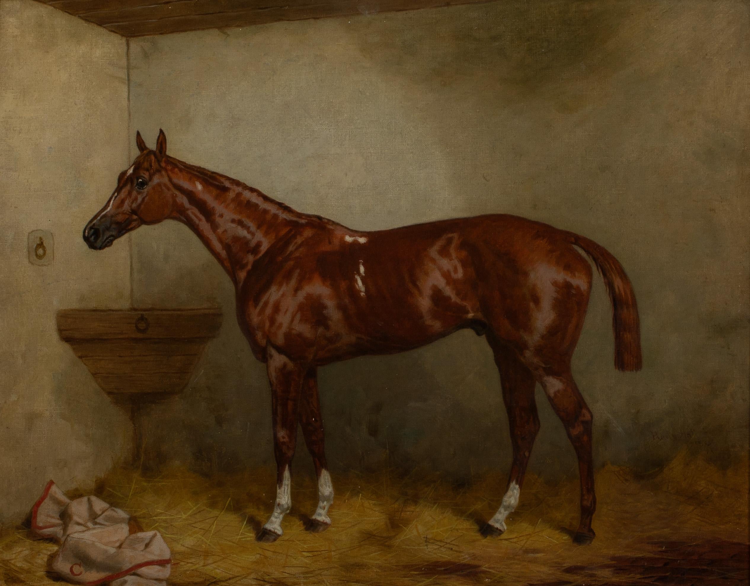 Harry Hall Portrait Painting - Portrait Of A Bay Racehorse, 19th Century 
