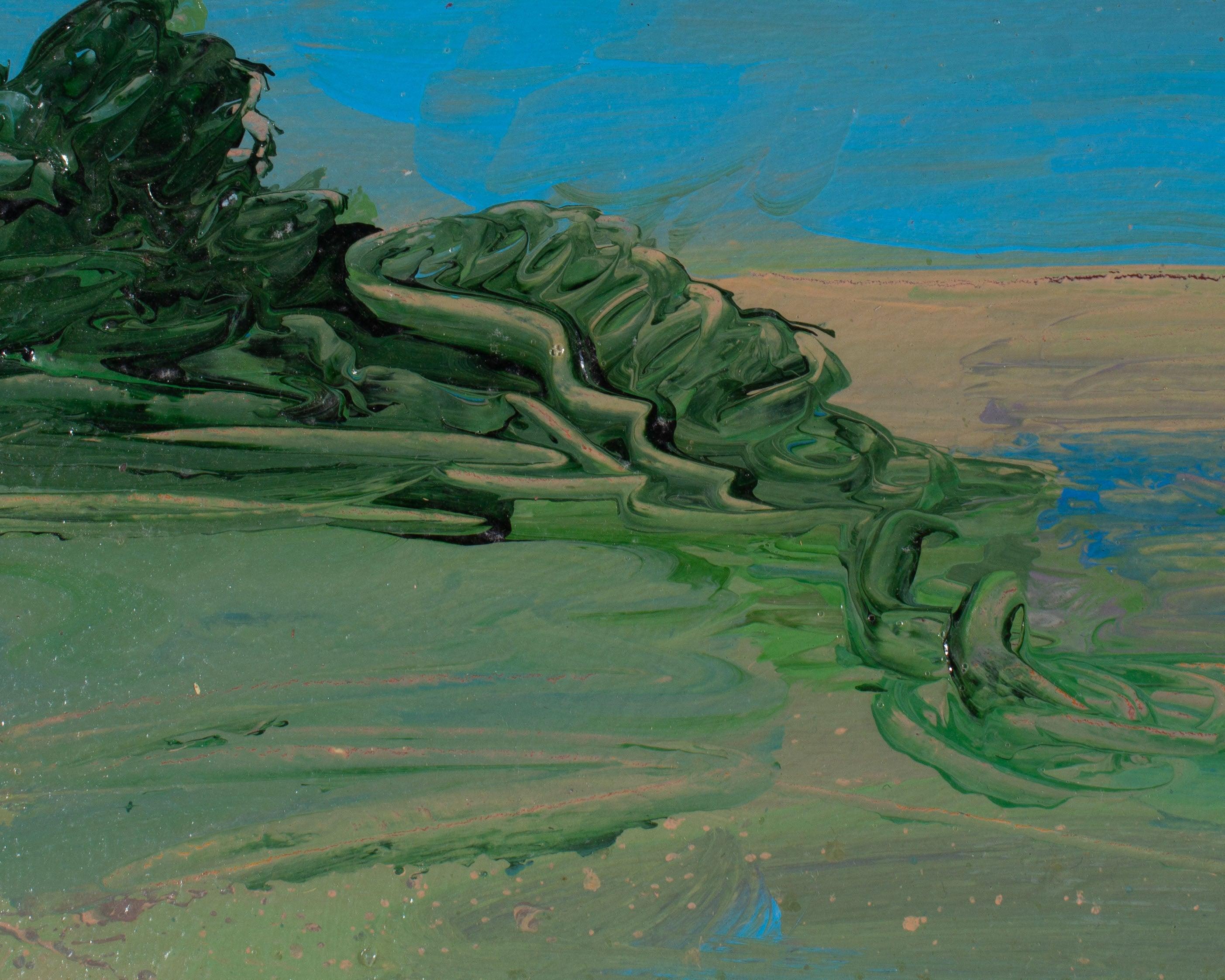 Américain Peinture acrylique sur papier - Paysage abstrait des années 1980 - Harry Hilson en vente