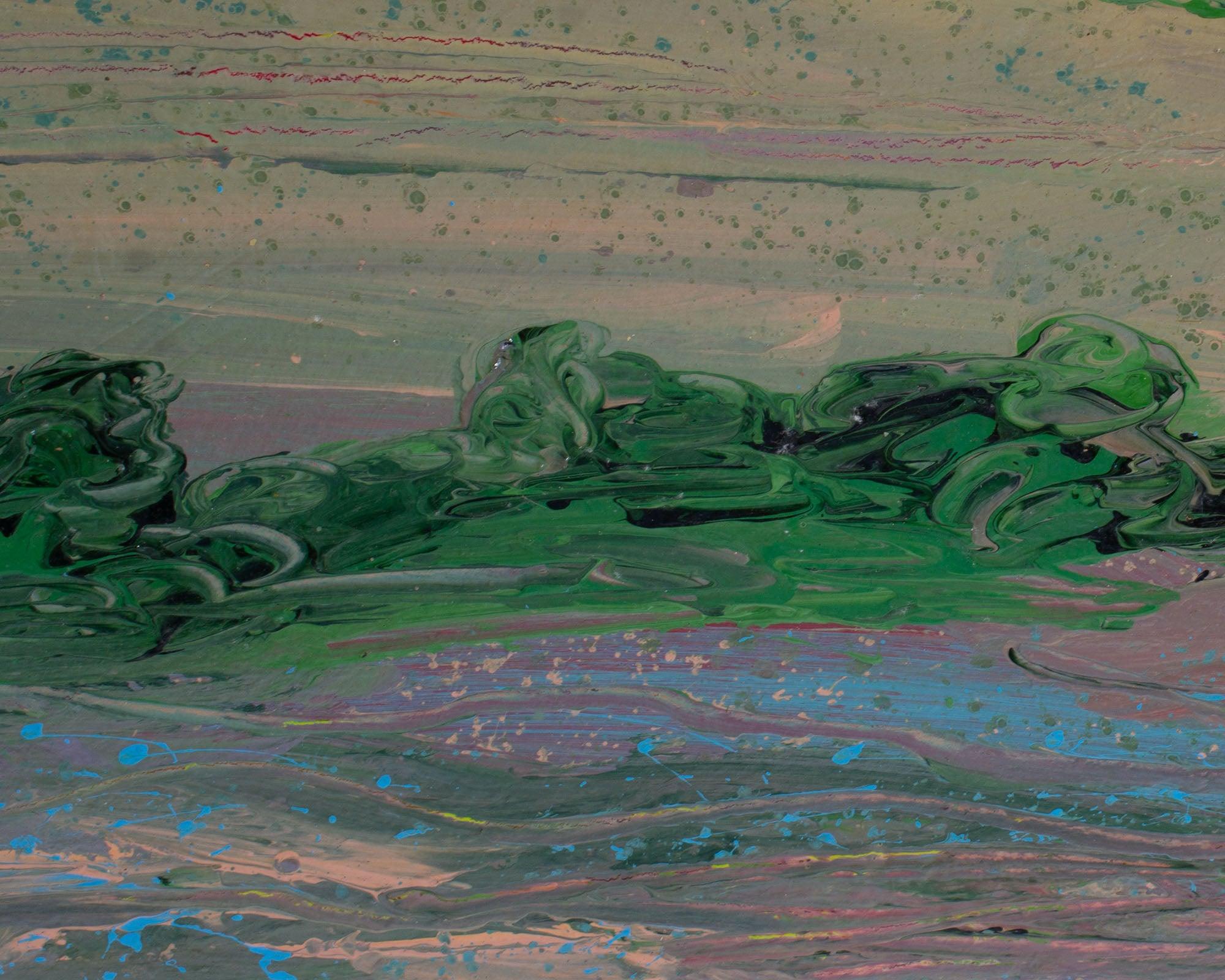 Fin du 20e siècle Peinture acrylique sur papier - Paysage abstrait des années 1980 - Harry Hilson en vente