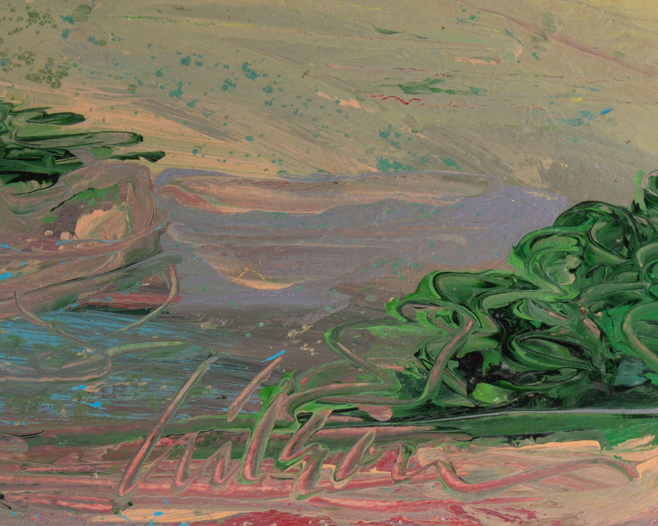 Peinture acrylique sur papier - Paysage abstrait des années 1980 - Harry Hilson en vente 2