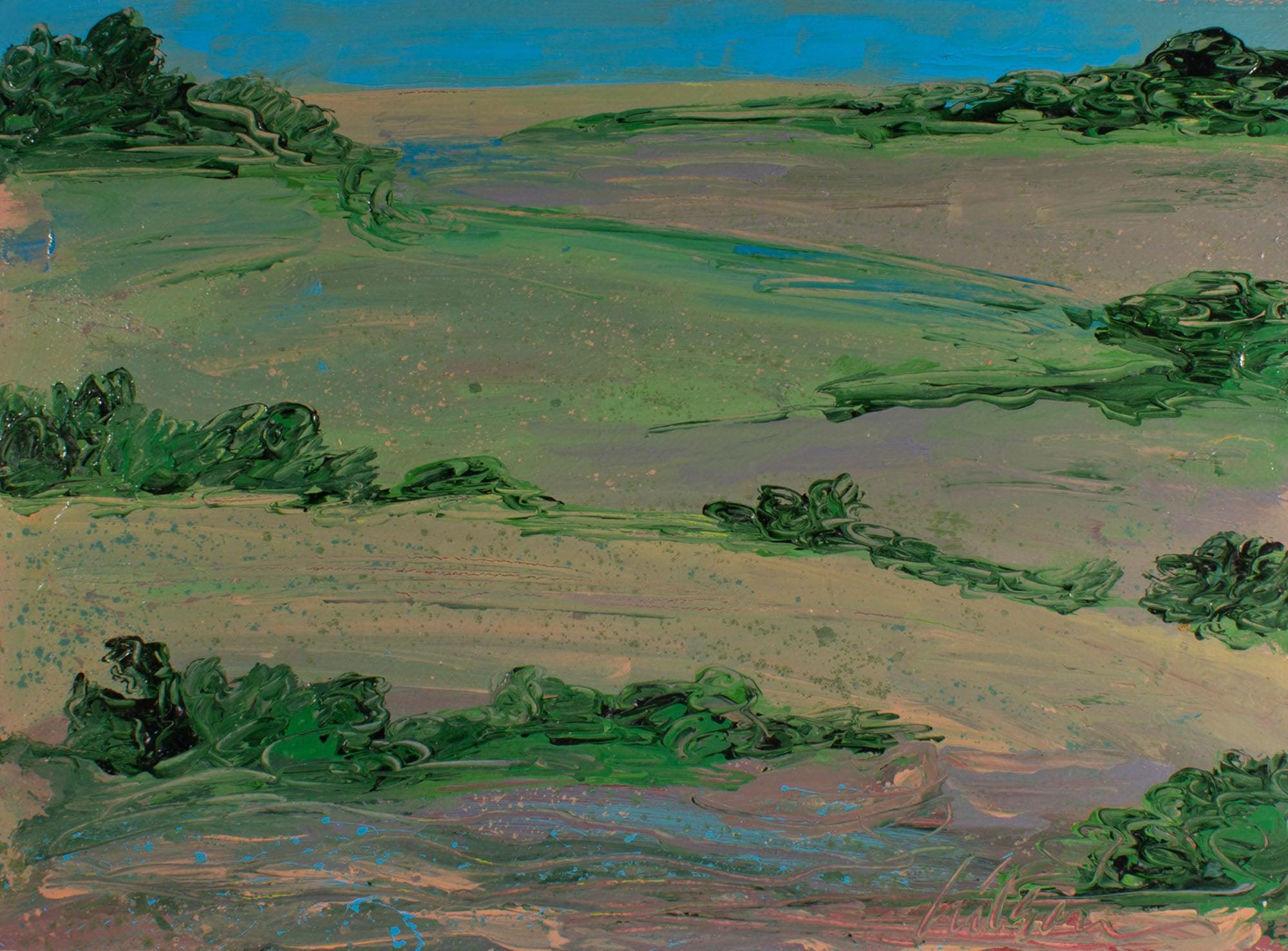 Peinture acrylique sur papier - Paysage abstrait des années 1980 - Harry Hilson en vente 3