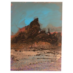 Abstraktes Landschaftsgemälde in Acryl auf Papier, Harry Hilson, 1980er Jahre