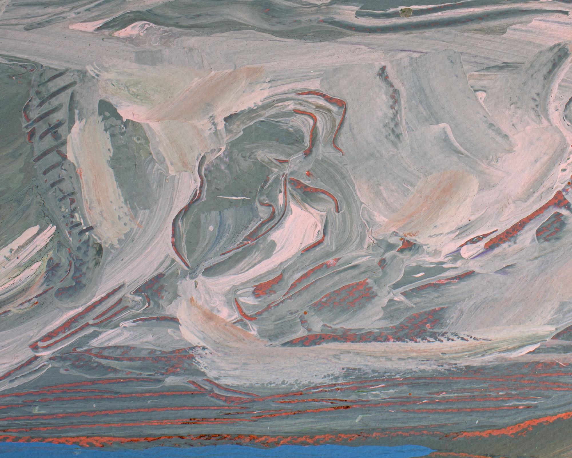 Late 20th Century Harry Hilson 1980s “Grey Rouge” Abstract Landscape Acrylic Painting on Paper  For Sale