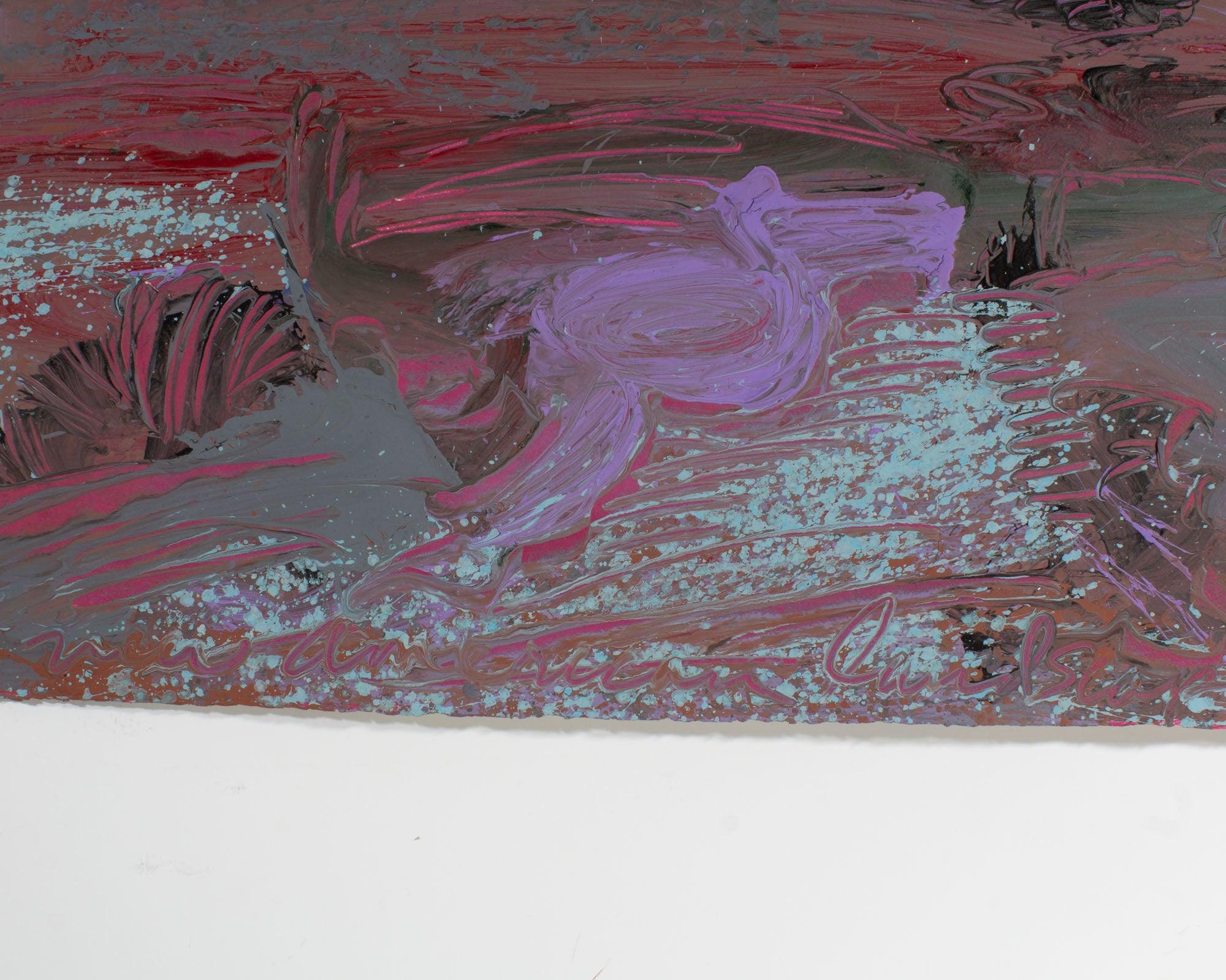 Late 20th Century Harry Hilson 1980s “New American Landscape” Abstract Landscape Acrylic Painting For Sale