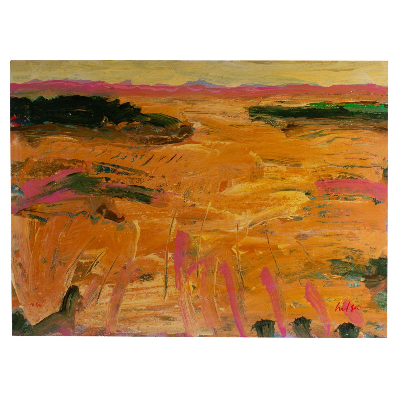 Harry Hilson 1980s “Northwest” Abstract Landscape Acrylic Painting on Paper  For Sale