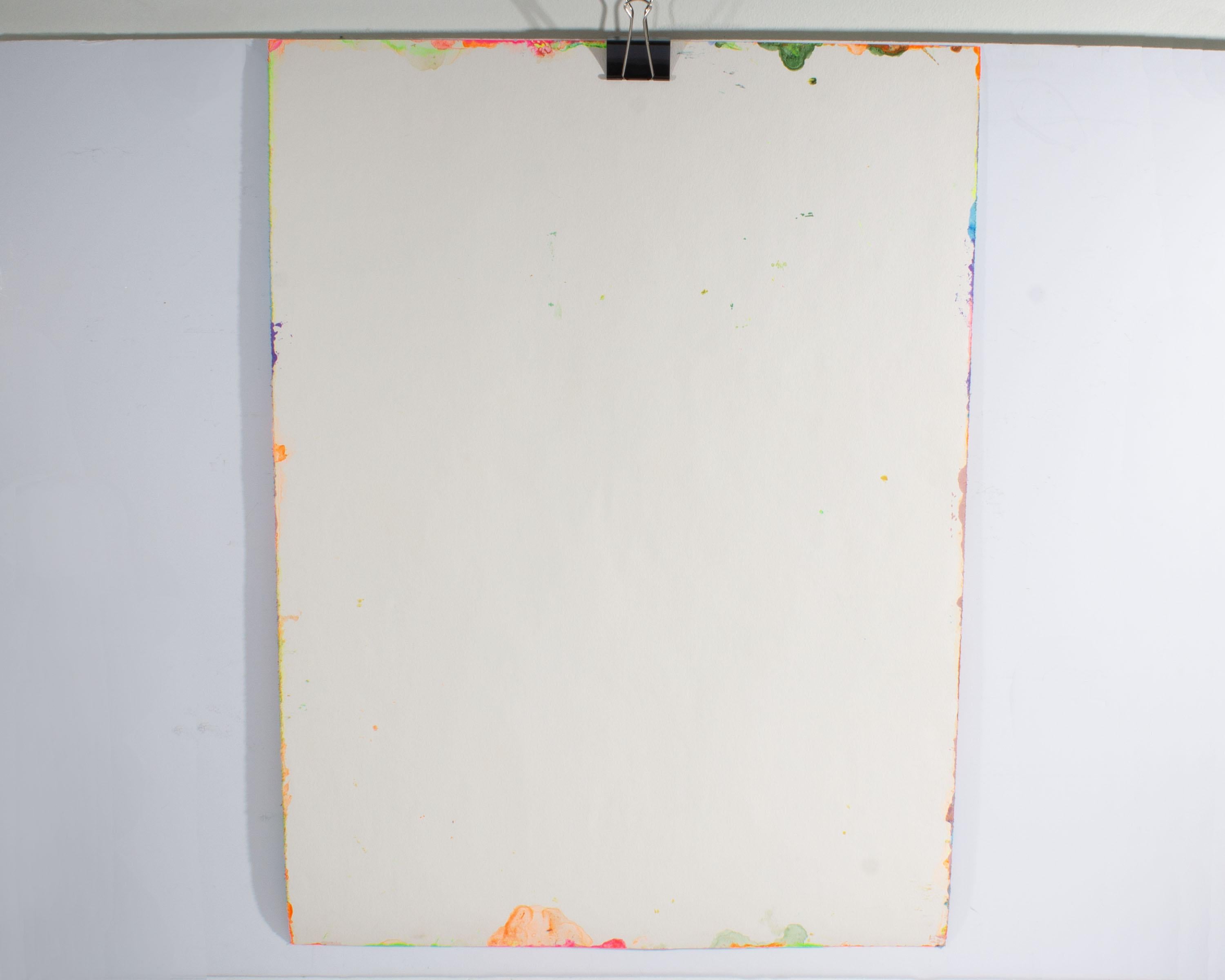 Ein abstraktes Landschaftsgemälde in Acryl auf Papier aus den 1980er Jahren des amerikanischen Künstlers Harry Hilson (1935-2004). Gestische Linien fügen sich zu einer lebendigen abstrakten Landschaft mit einer violetten Horizontlinie im Hintergrund