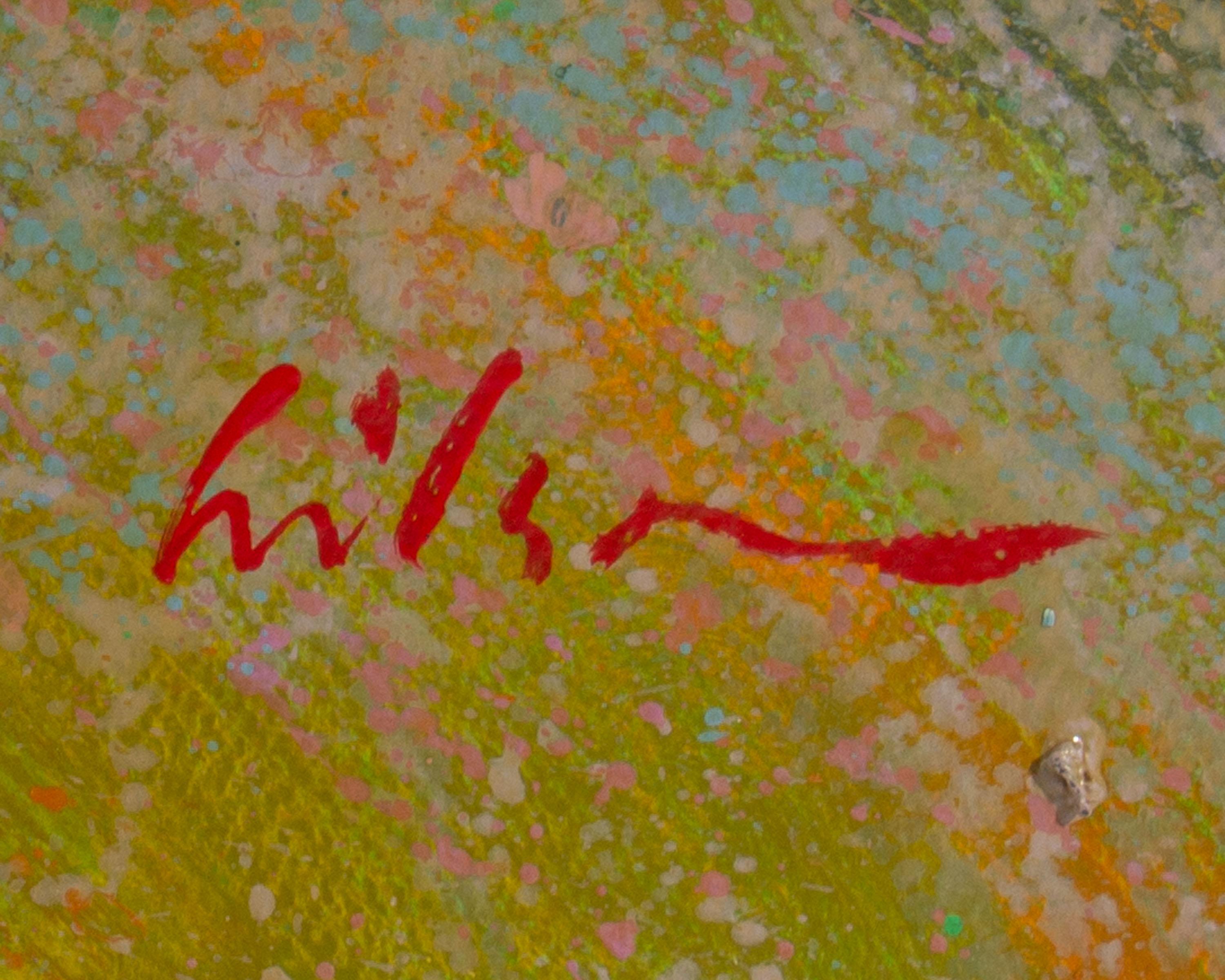 Harry Hilson, signiertes abstraktes Landschaftsgemälde aus Acryl, 1980er Jahre im Zustand „Gut“ im Angebot in Indianapolis, IN