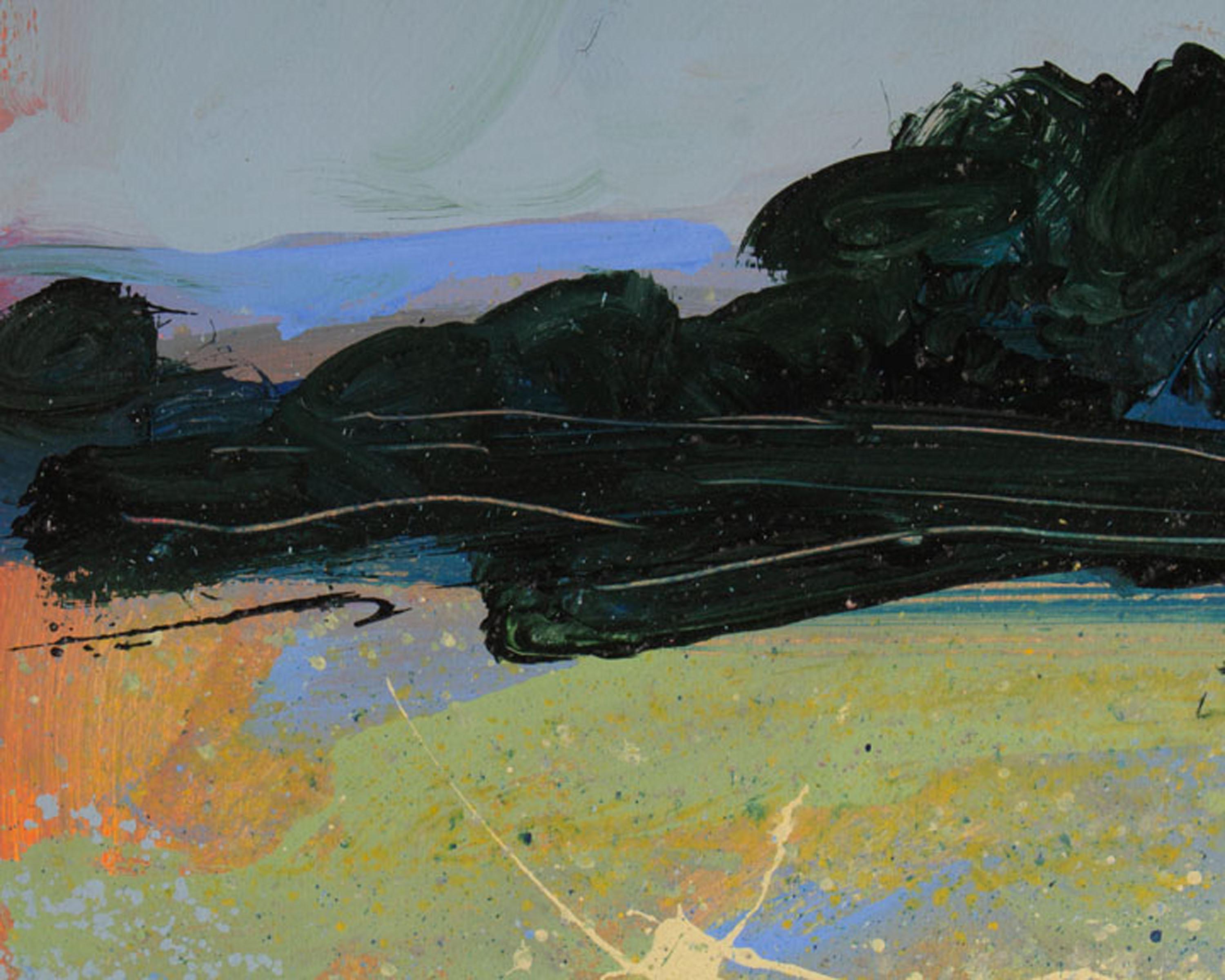 Harry Hilson, signiertes abstraktes Landschaftsgemälde aus Acryl, 1980er Jahre (Ende des 20. Jahrhunderts) im Angebot