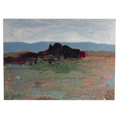 Peinture acrylique - Paysage abstrait signée Harry Hilson, années 1980 