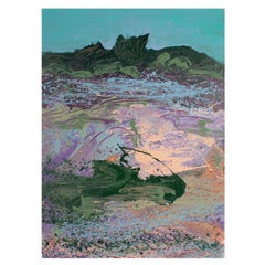Harry Hilson Signed 1980s Acrylic on Paper Painting