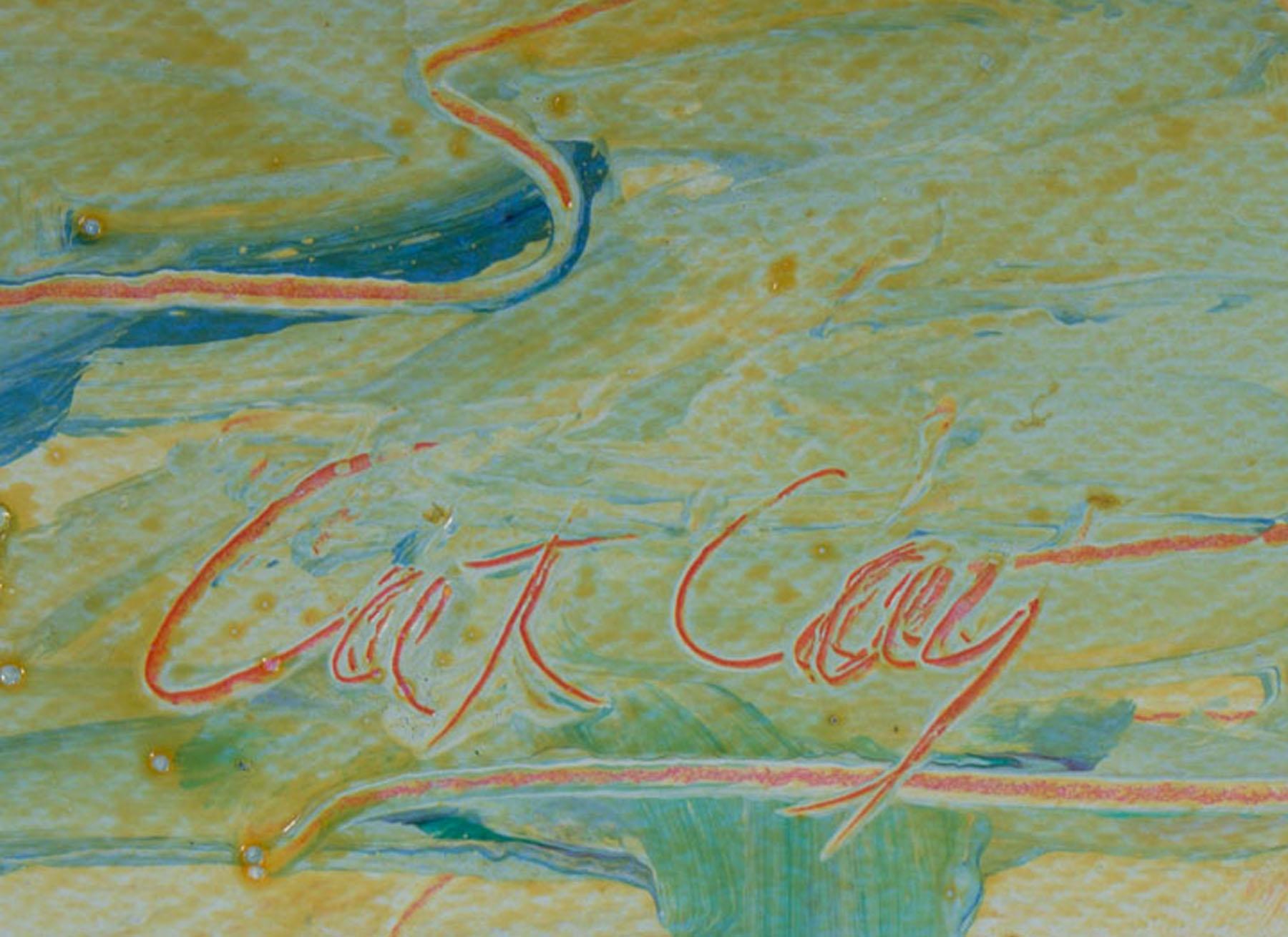 Moderne Harry Harris Signé 1980 Cat Cay Abstrait Paysage Peinture acrylique en vente