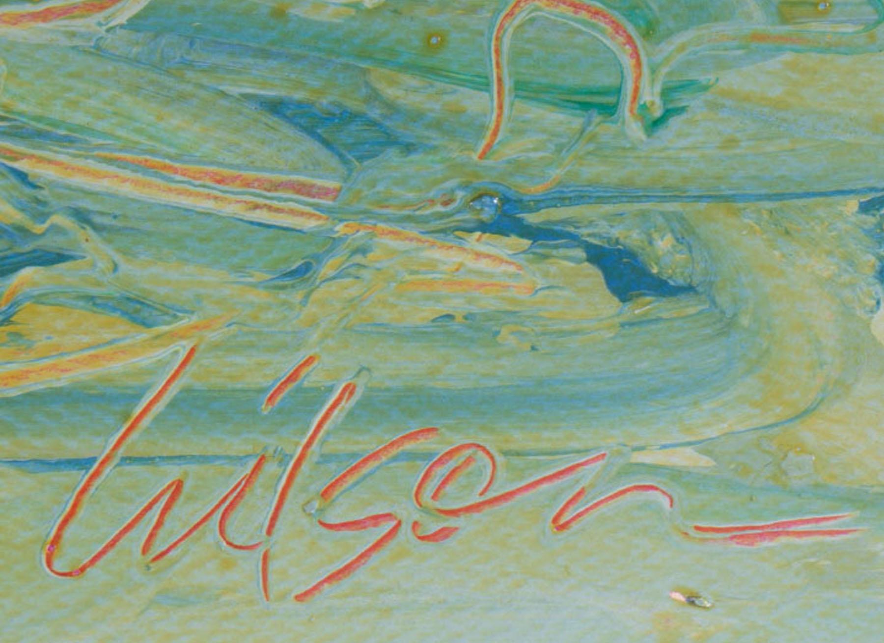 Harry Hilson Signiert 1980er Cat Cay Abstrakte Landschaft Acrylgemälde (amerikanisch) im Angebot