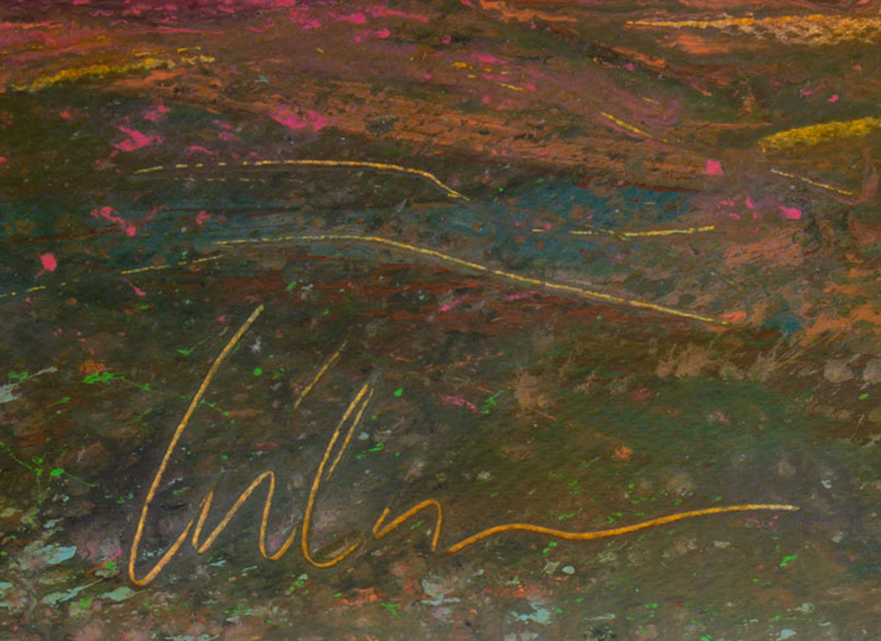 Moderne Peinture acrylique de paysage abstrait Desert Spring signée Harry Hilson, années 1980 en vente