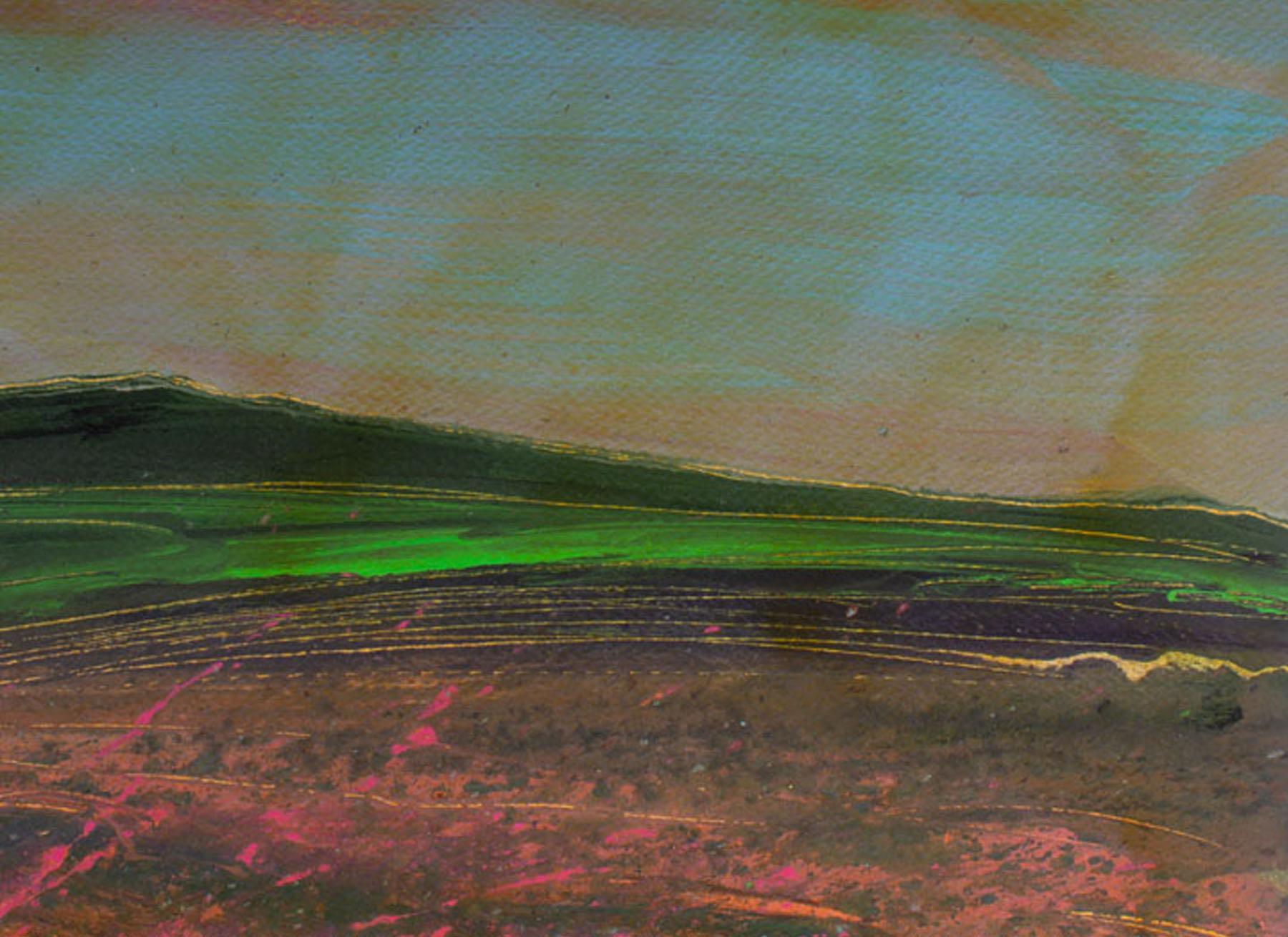 Américain Peinture acrylique de paysage abstrait Desert Spring signée Harry Hilson, années 1980 en vente