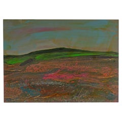Peinture acrylique de paysage abstrait Desert Spring signée Harry Hilson, années 1980