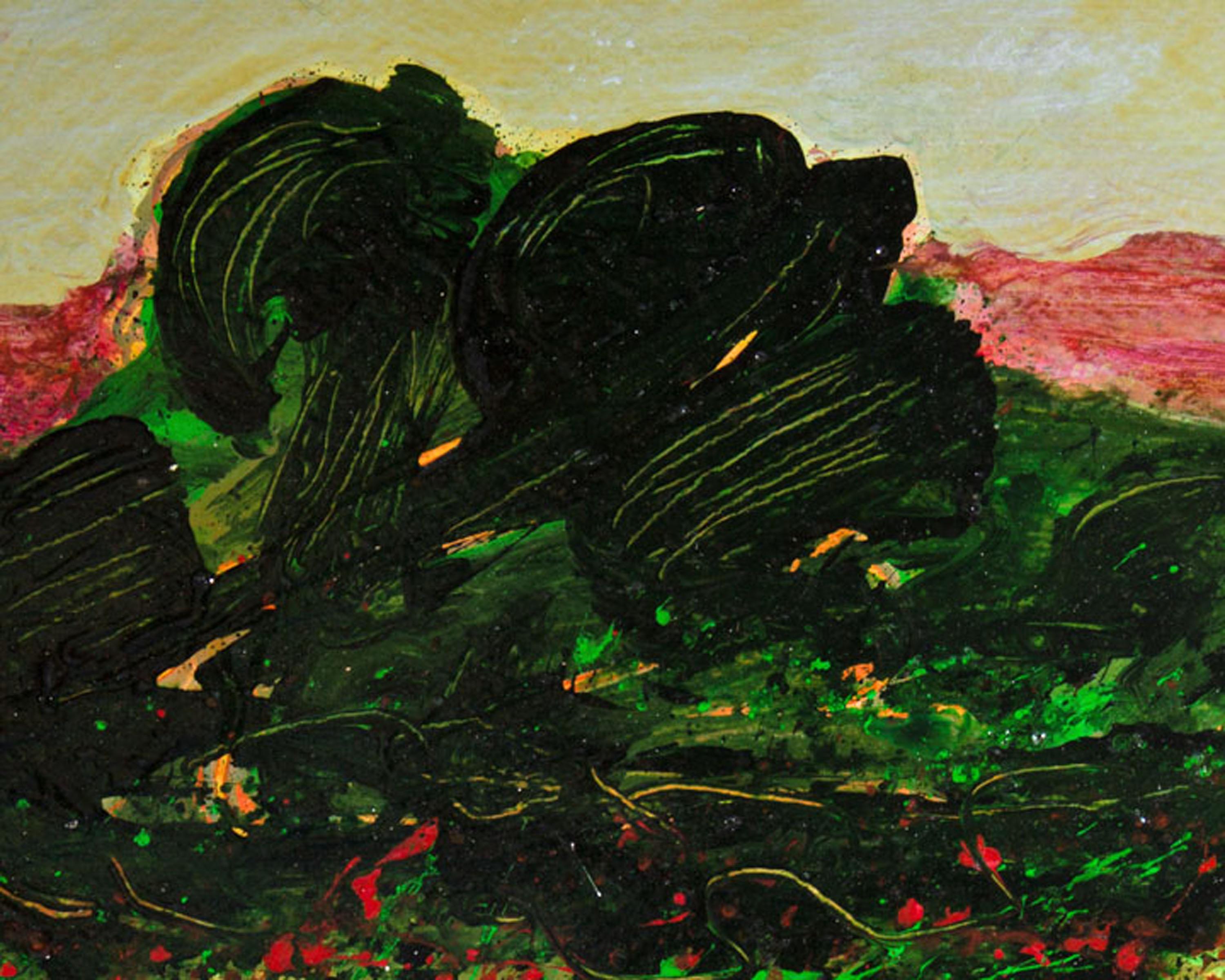 American Harry Hilson Signed 1980s “Forest Floor” Abstract Landscape Acrylic Painting For Sale