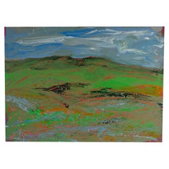 Peinture acrylique - Paysage abstrait Verde Mountains signée Harry Hilson, années 1980 