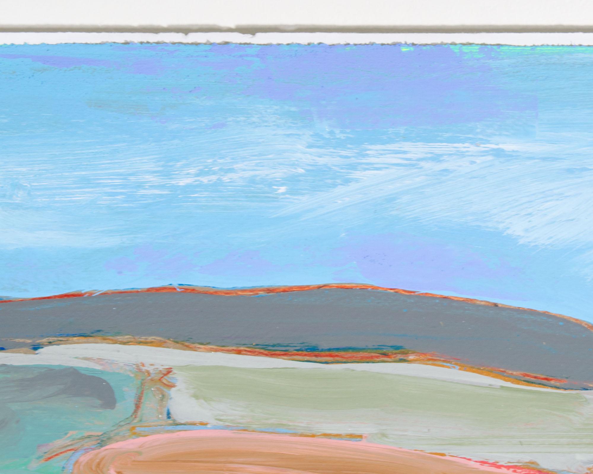 Hand-Painted Harry Hilson Signed 1986 Acrylic on Paper Landscape Painting For Sale