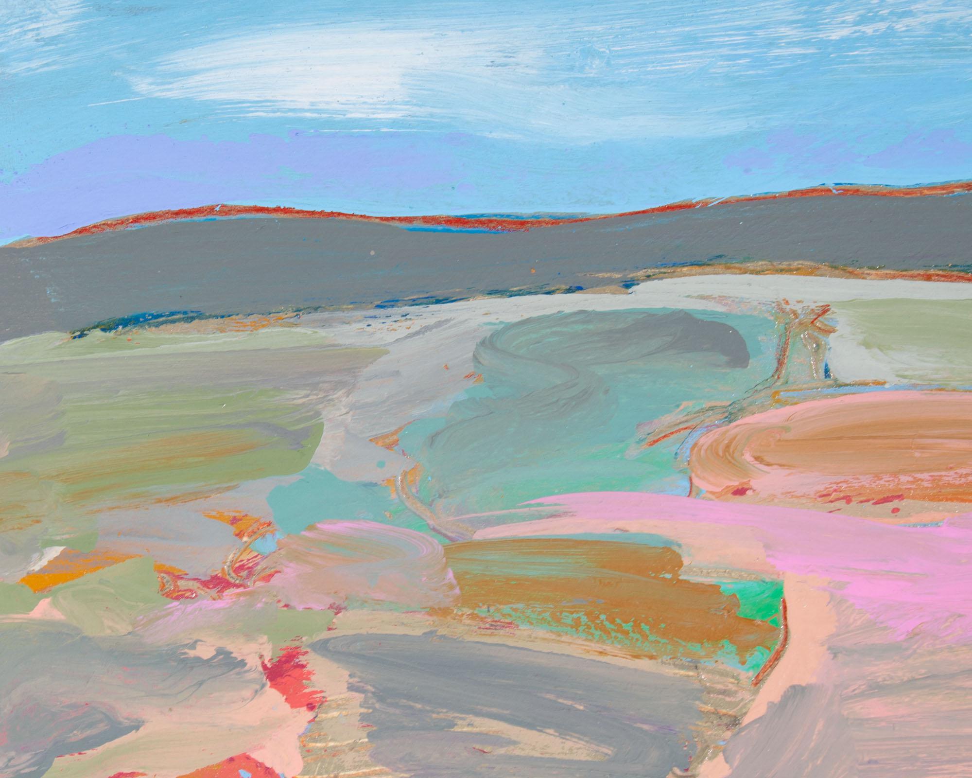 Harry Hilson Signed 1986 Acrylic on Paper Landscape Painting In Good Condition For Sale In Indianapolis, IN