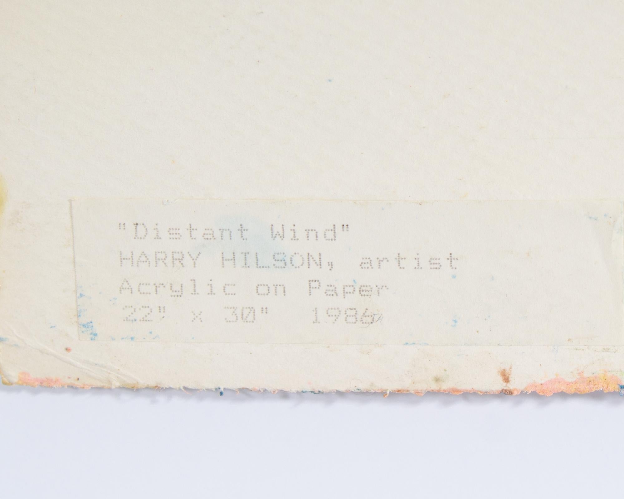 Harry Harris Signé 1986 Distant Wind Acrylique sur papier Peinture de paysage en vente 1