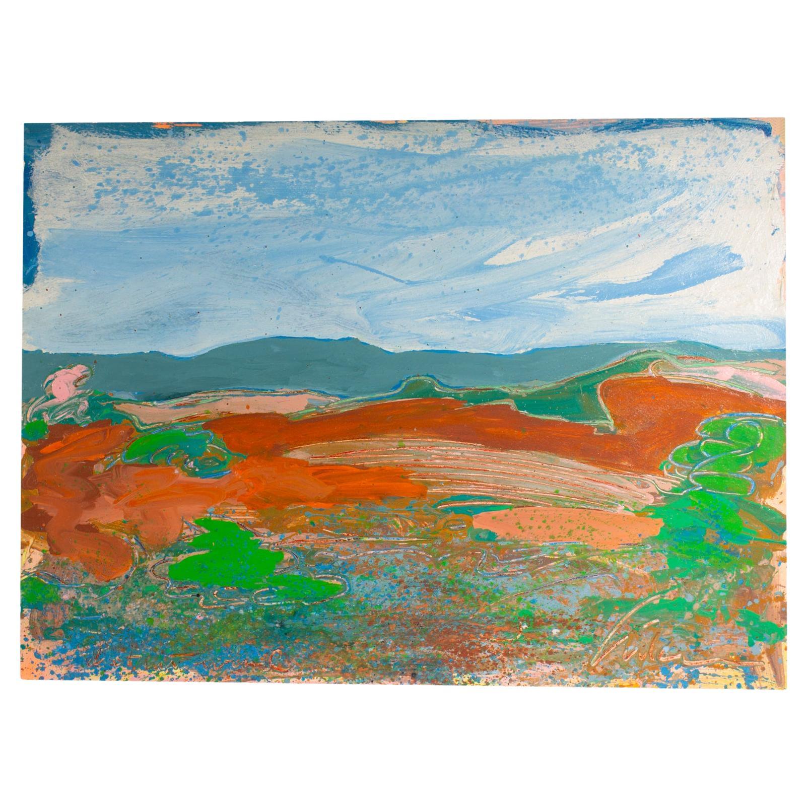 Harry Harris Signé 1986 Distant Wind Acrylique sur papier Peinture de paysage en vente