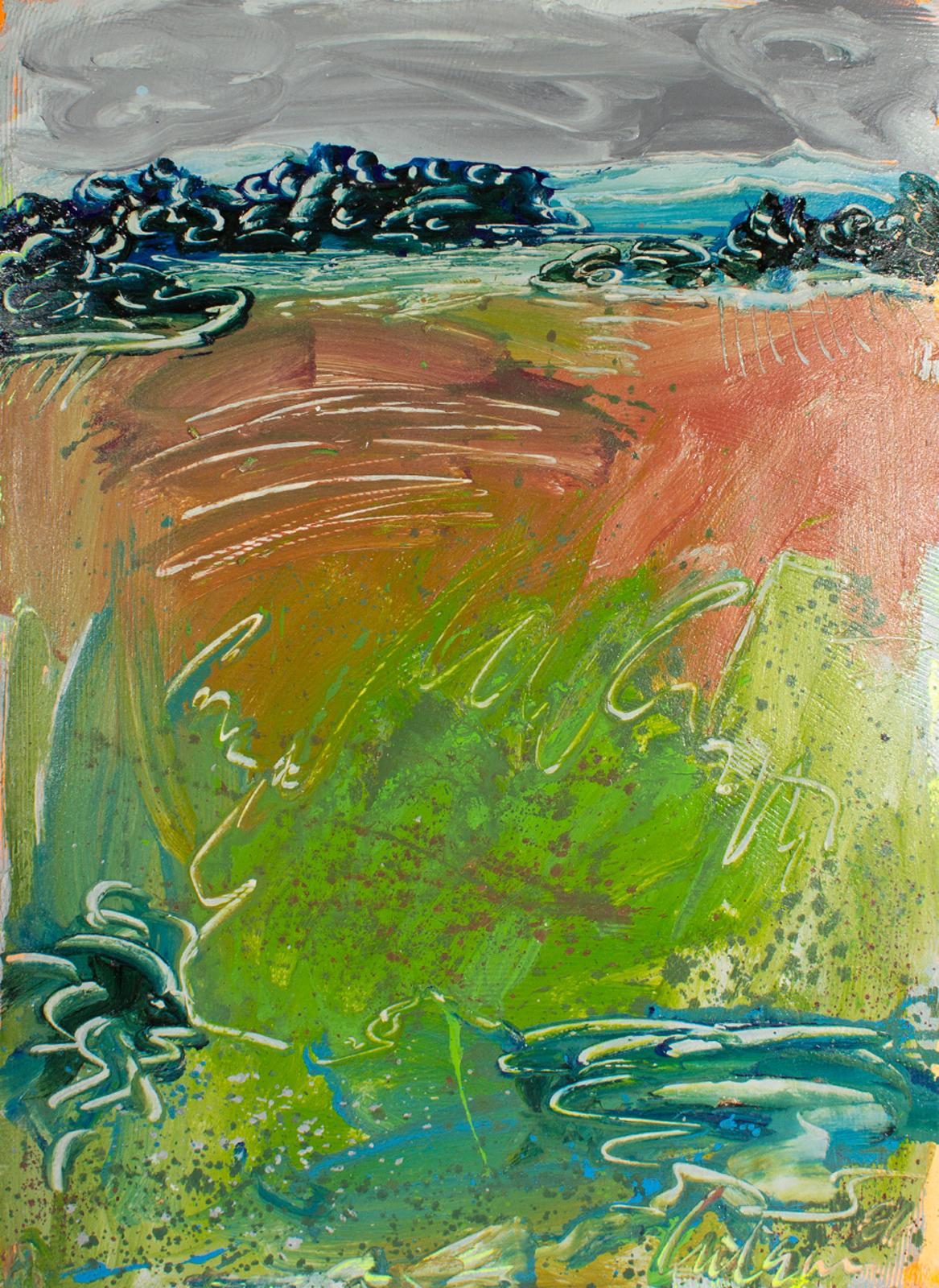 Un dipinto acrilico su carta del 1986 dell'artista americano Harry Hilson (1935-2004). Intitolata 
