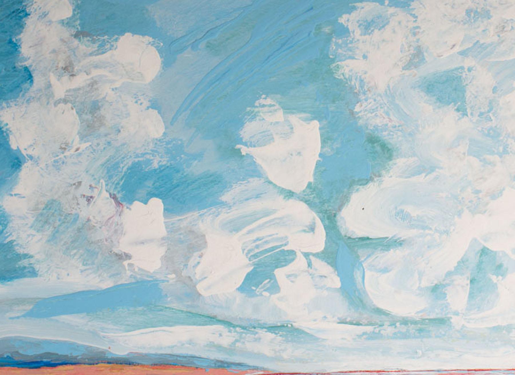 Harry Hilson Signierte abstrakte Landschaft, Gemälde in Mischtechnik, 1990er Jahre im Zustand „Gut“ im Angebot in Indianapolis, IN
