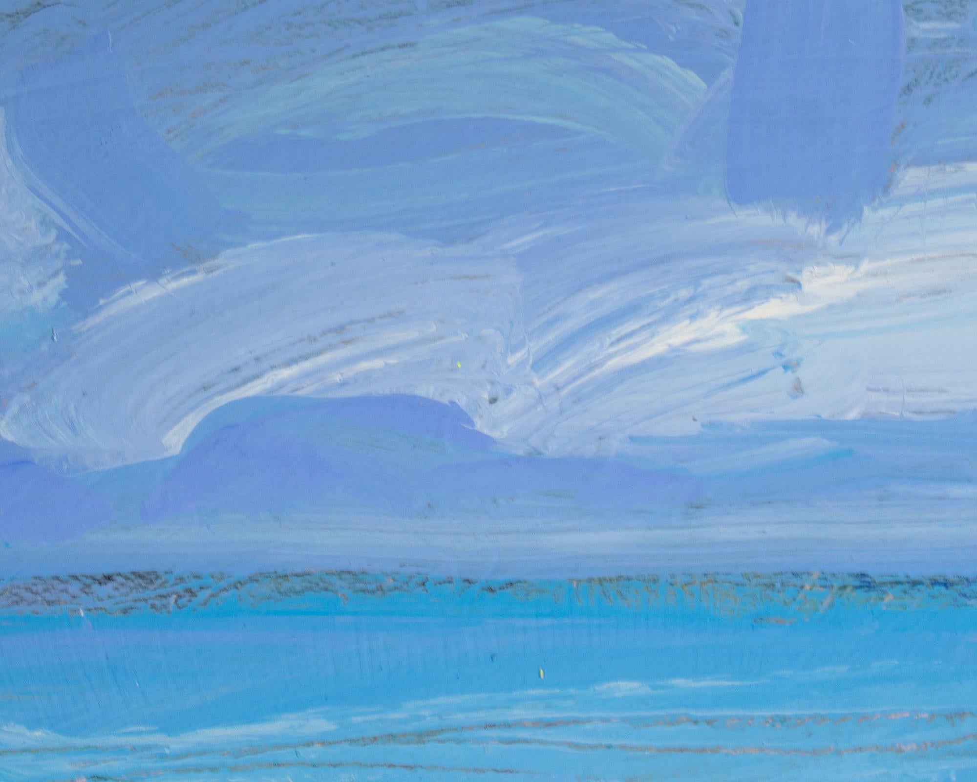 Harry Hilson Signed “Beach I” Acrylic Landscape Painting In Good Condition For Sale In Indianapolis, IN