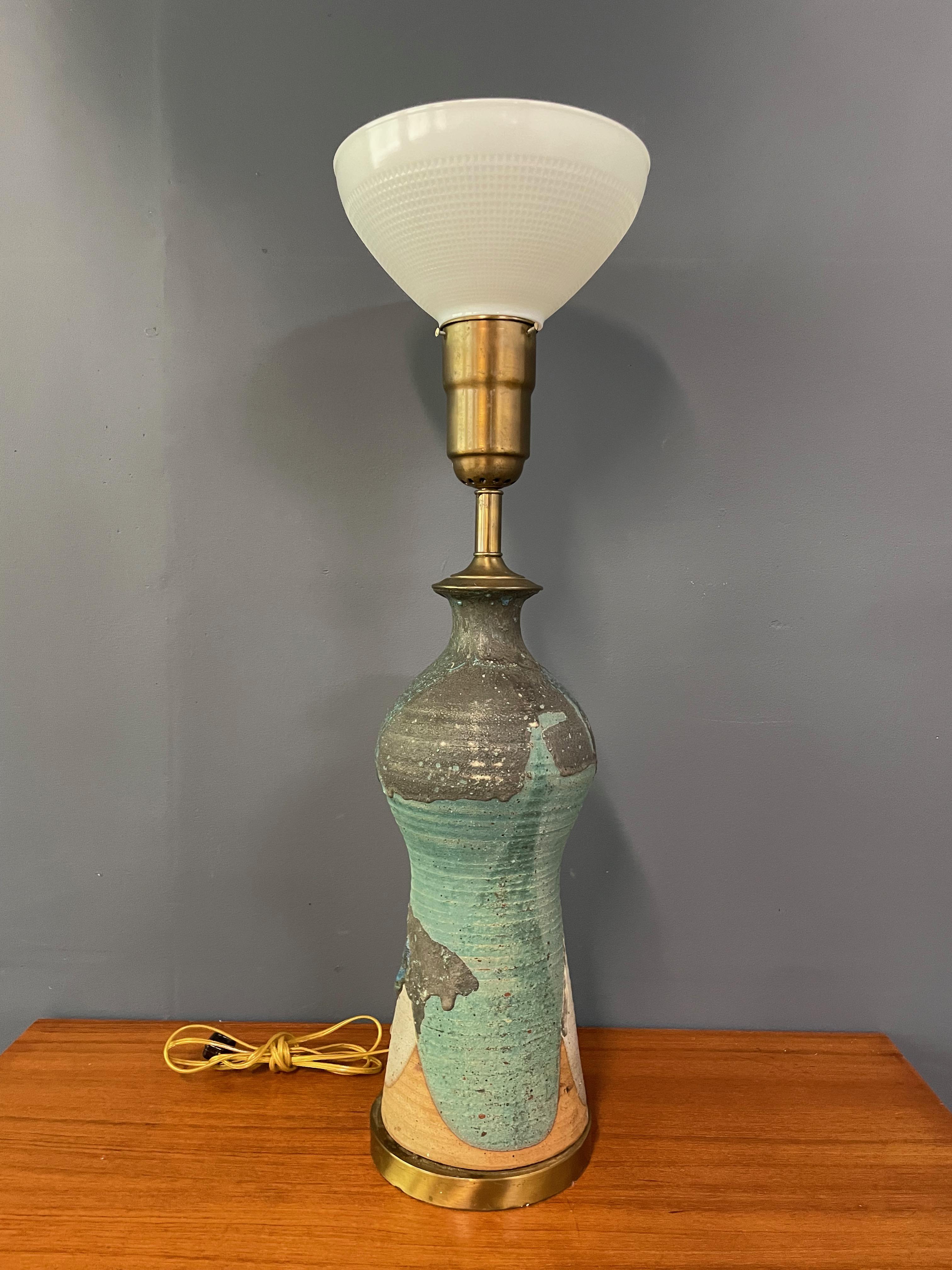 North American Harry Holl For Scargo Pottery Large Ceramic Lamp From His Personal Collection For Sale